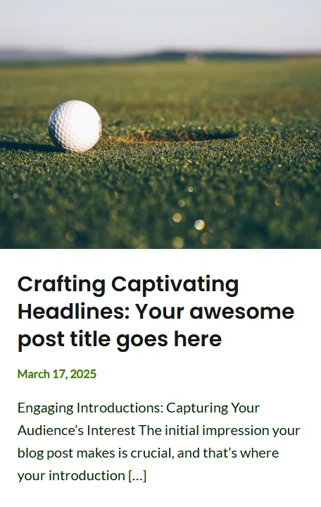 Website Design: Golf Course