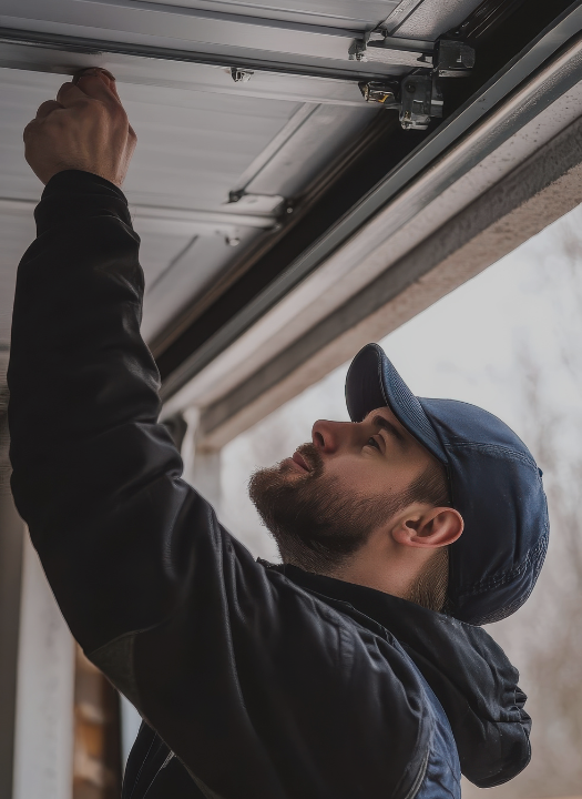 Modern garage door installation on suburban home