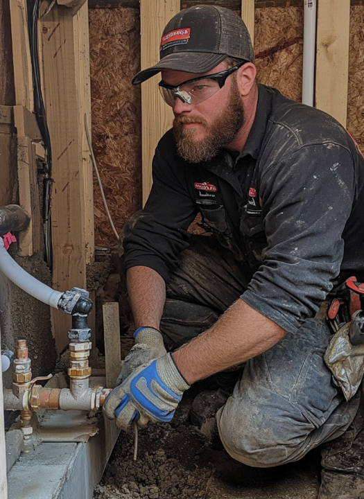 Rooter contractor servicing a residential home