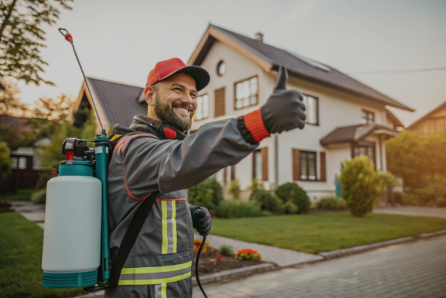 Pest control technician image for rodent and termite removal marketing