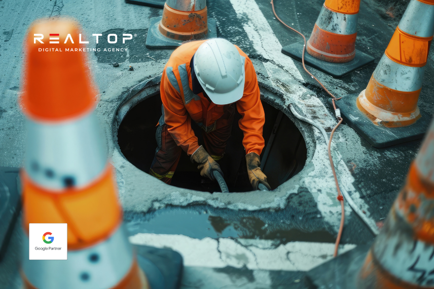 Tech Using Drain Router Drain, Sewer & Rooter Marketing Services | REALTOP
