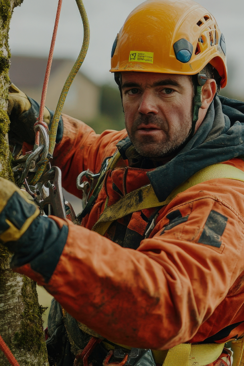 Tree service professional using lift truck for emergency removal – REALTOP marketing example